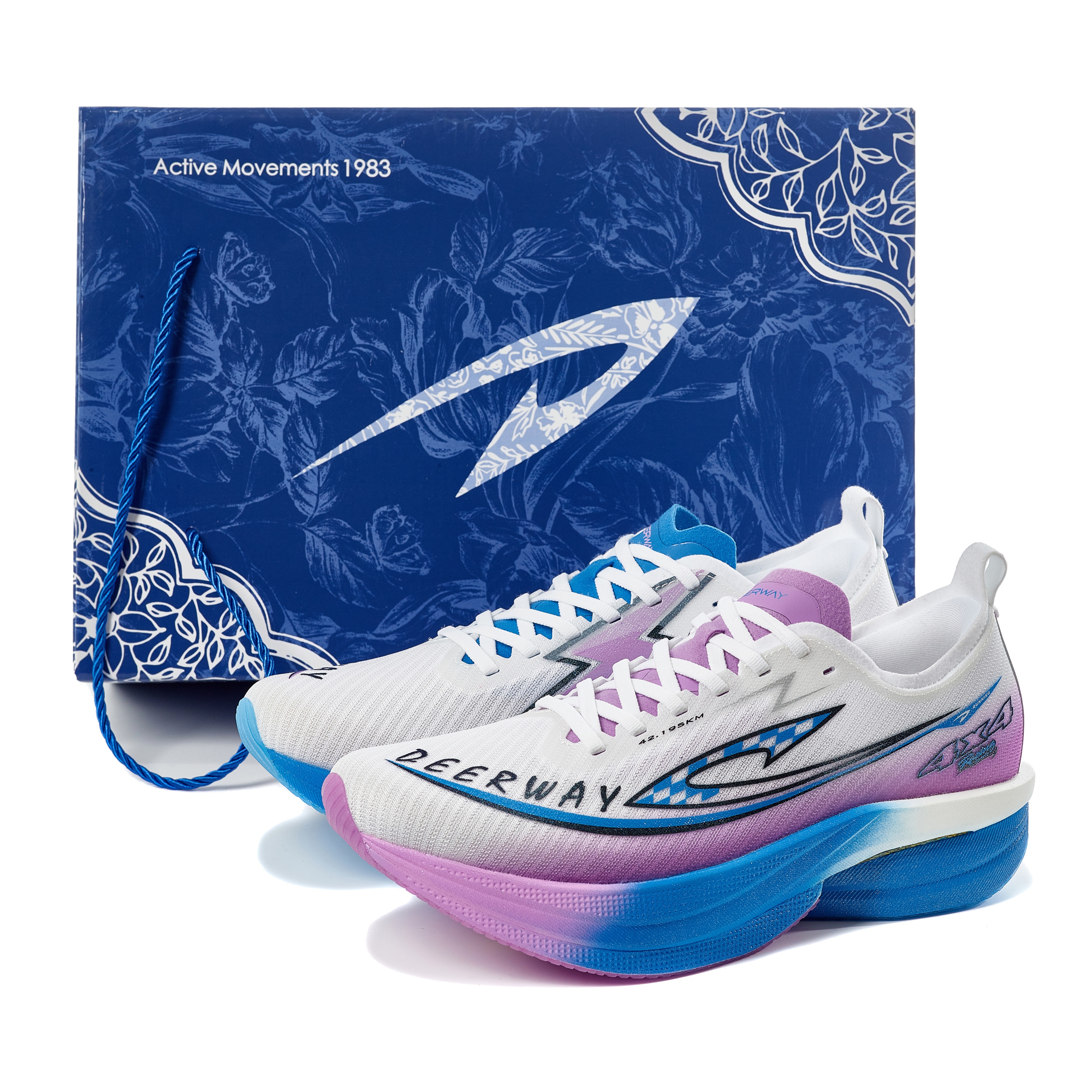 DEERWAY Running Shoes Unisex White Pink Blue Mismatched