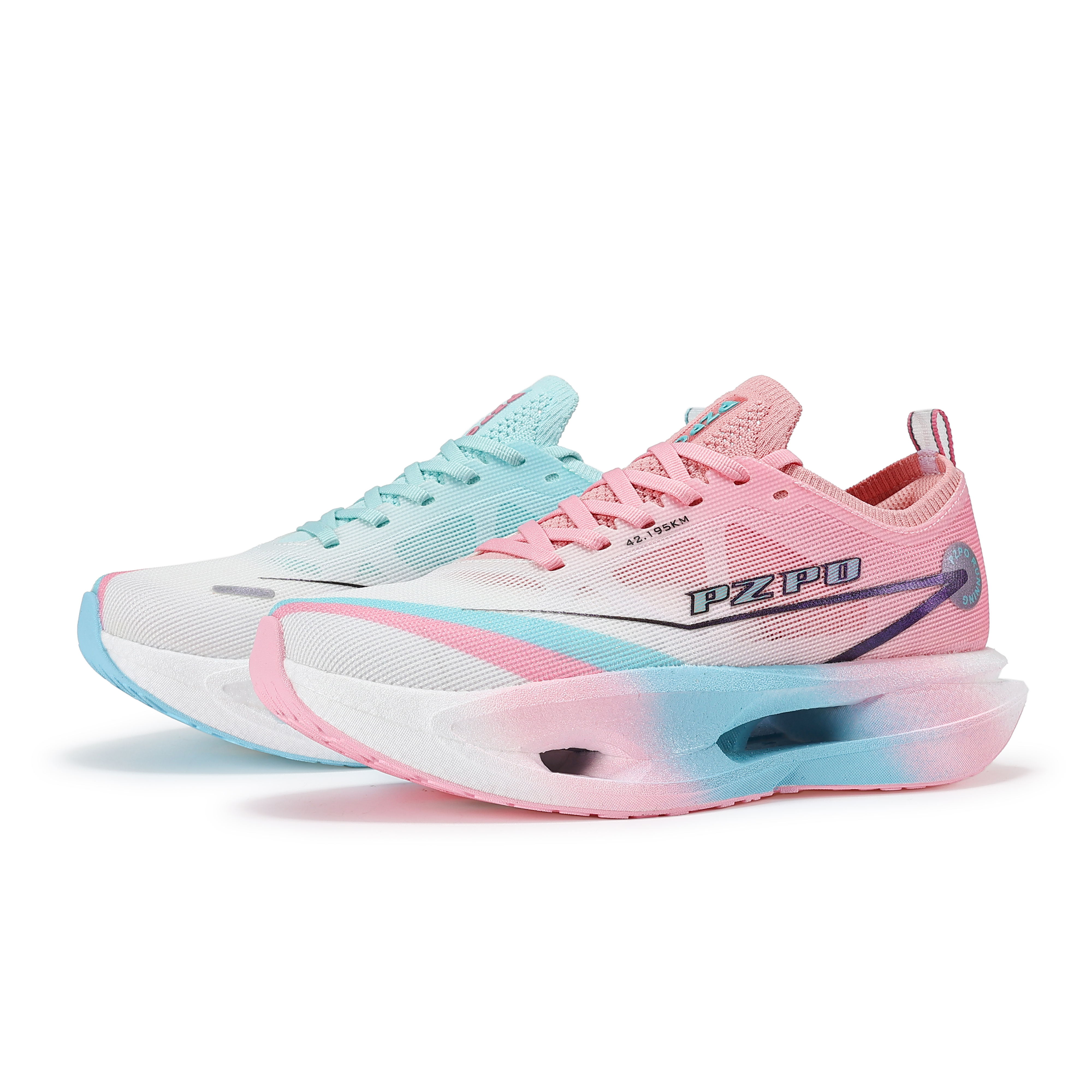 PZPO Low top Running Shoes Unisex Pink Cyan Mismatched