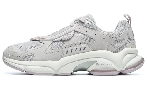 FILA FUSION Fila trendy brand Rjv Dx trendy fashion retro lightweight soft sole synthetic leather fabric low-top casual running shoes women's gray purple silver