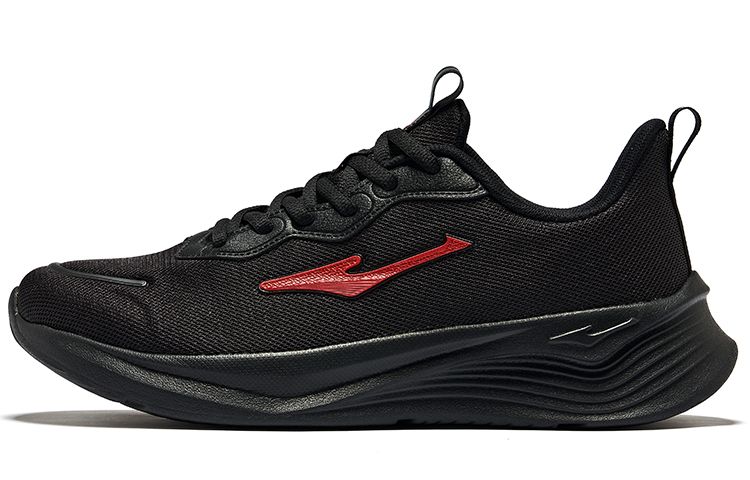 Erke Comfortable And Breathable Cushioning, Wear Resistant Low top Running Shoes Men’s Jet Black University Red