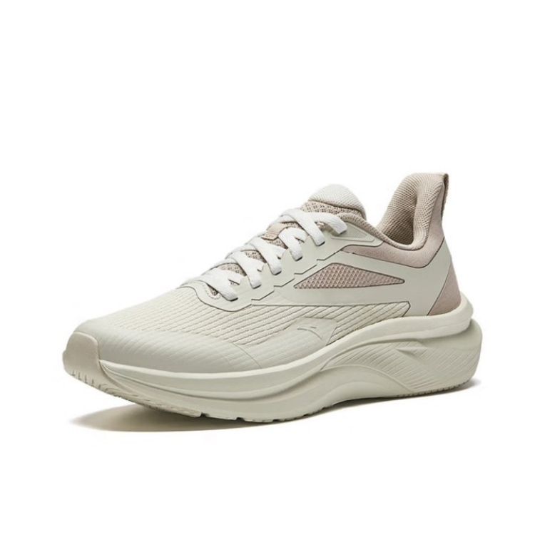 Anta Light Cloud Breathable Lightweight Rebound Low top Casual Running Shoes Women’s Coarse Heather Gray Nude Khaki