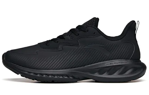 Anta Cushioning Breathable Lightweight Wear-Resistant Coverage Slip-Resistant Low-Top Running Shoes Men's Pure Black