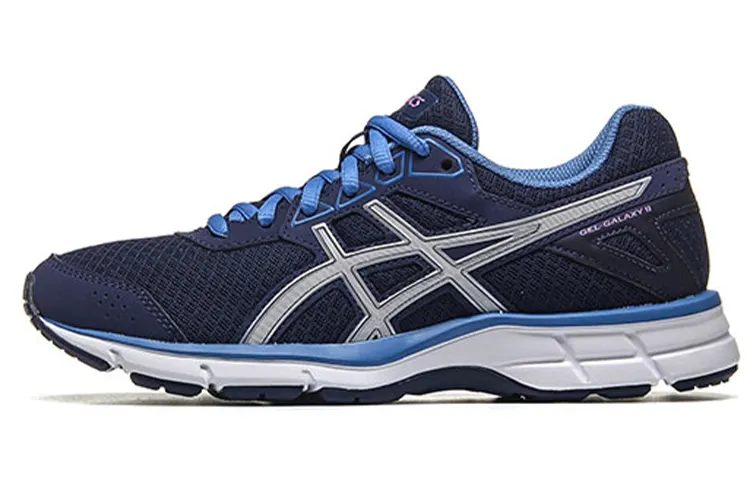 Asics Gel Galaxy 9 Comfortable Textile, Synthetic Leather Low top Running Shoes Women's Blue Gray