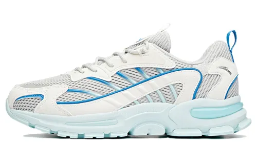Anta Comfortable Cushioning Slip Resistant Abrasion Resistant Breathable Low top Running Shoes Men's Gray White Blue