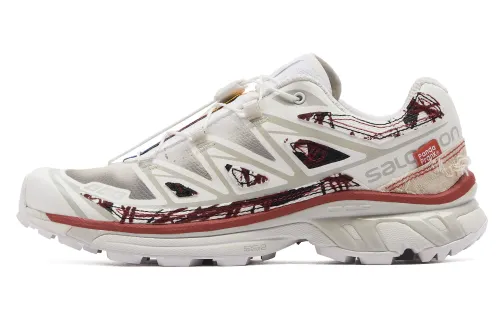 SALOMON XT 6 Slip Resistant Abrasion Resistant Low top Running Shoes Unisex White Red