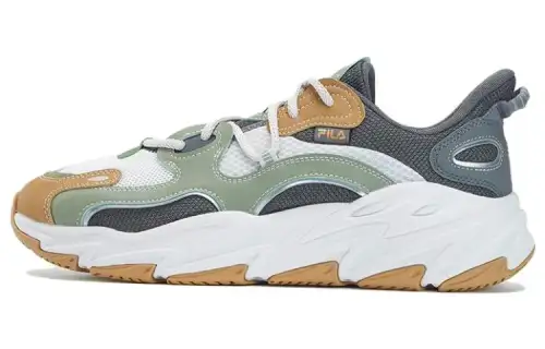 FILA Breathable Textile, Synthetic Leather Low top Running Shoes Men's Brown Green