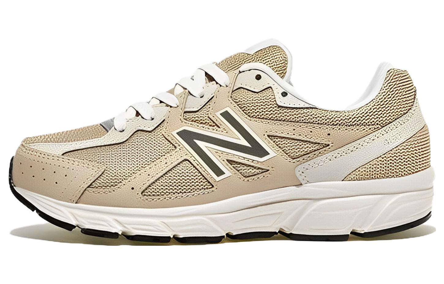 Женские кроссовки New Balance 480 (бежево-черно-белые)