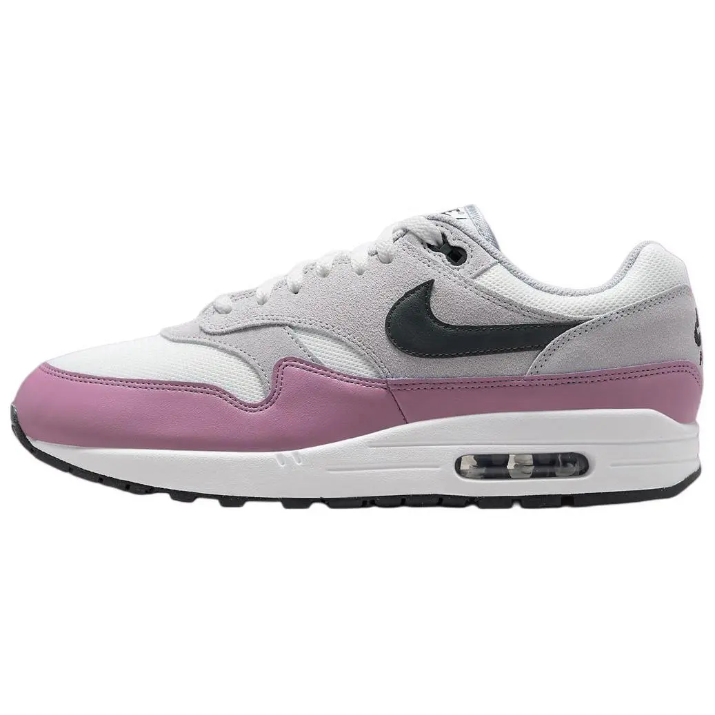 Nike Air Max 1 Abrasion Resistant Low top Casual Running Shoes Men's Gray Pink