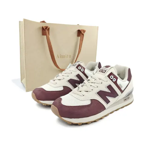New Balance NB 574 Textile, Leather Low top Running Shoes Women's Dark Red