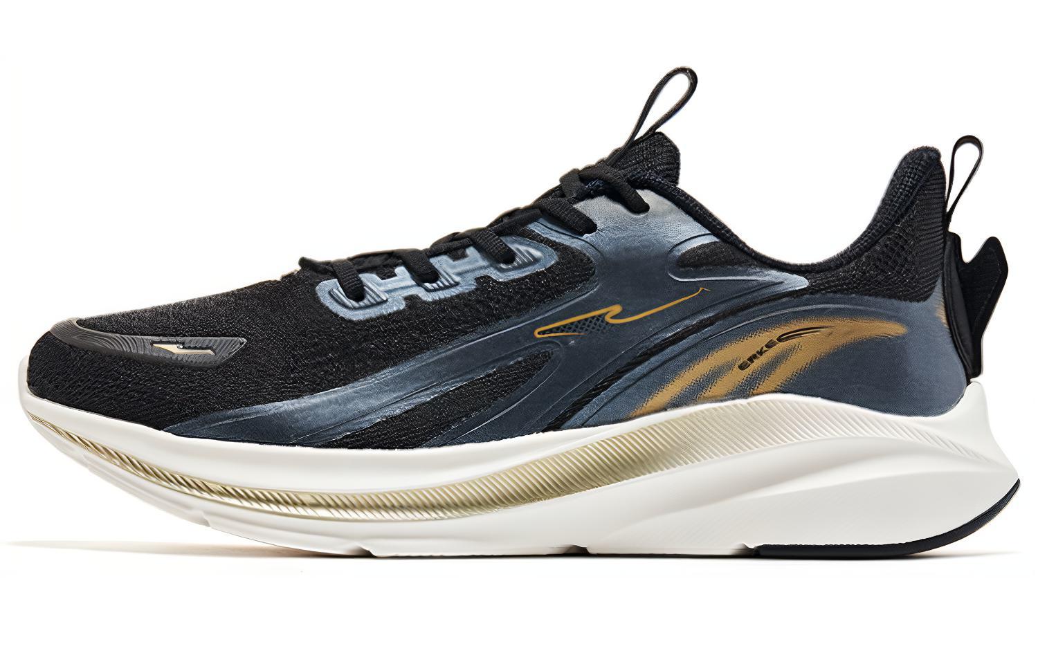 Erke Comfortable Cushioning Slip Resistant Abrasion Resistant Rebound Low top Running Shoes Men’s Black Gold