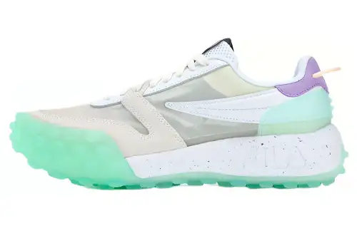 FILA Gara Textile, Synthetic Leather, TPU Low top Casual Running Shoes Women's White Cyan