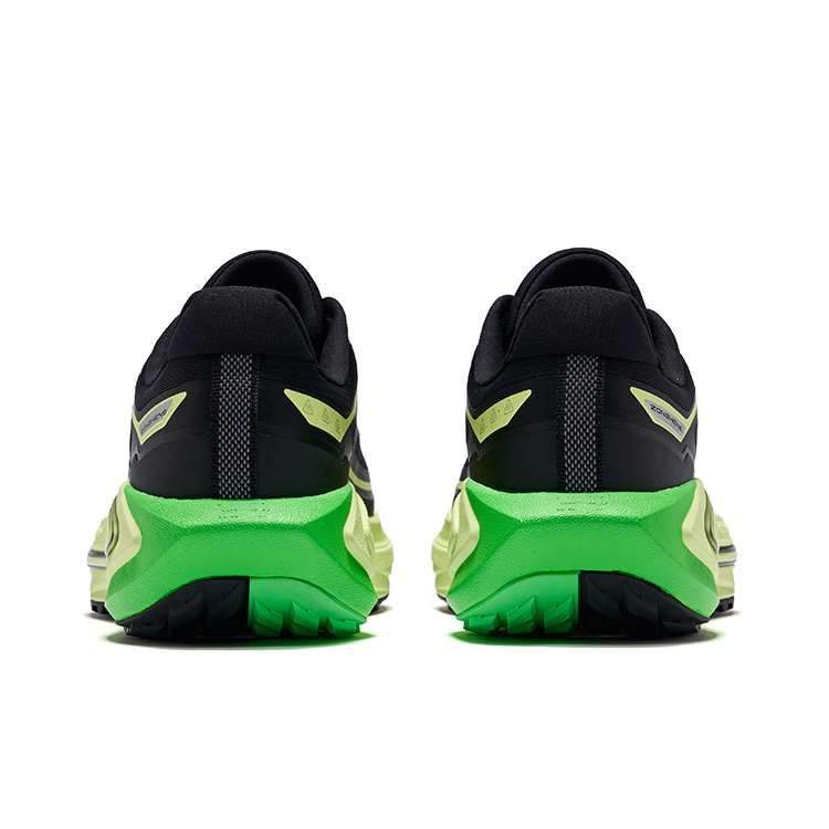 Erke Cushioning Slip Resistant Rebound Low top Casual Running Shoes Men’s Jet Black Sprout Green