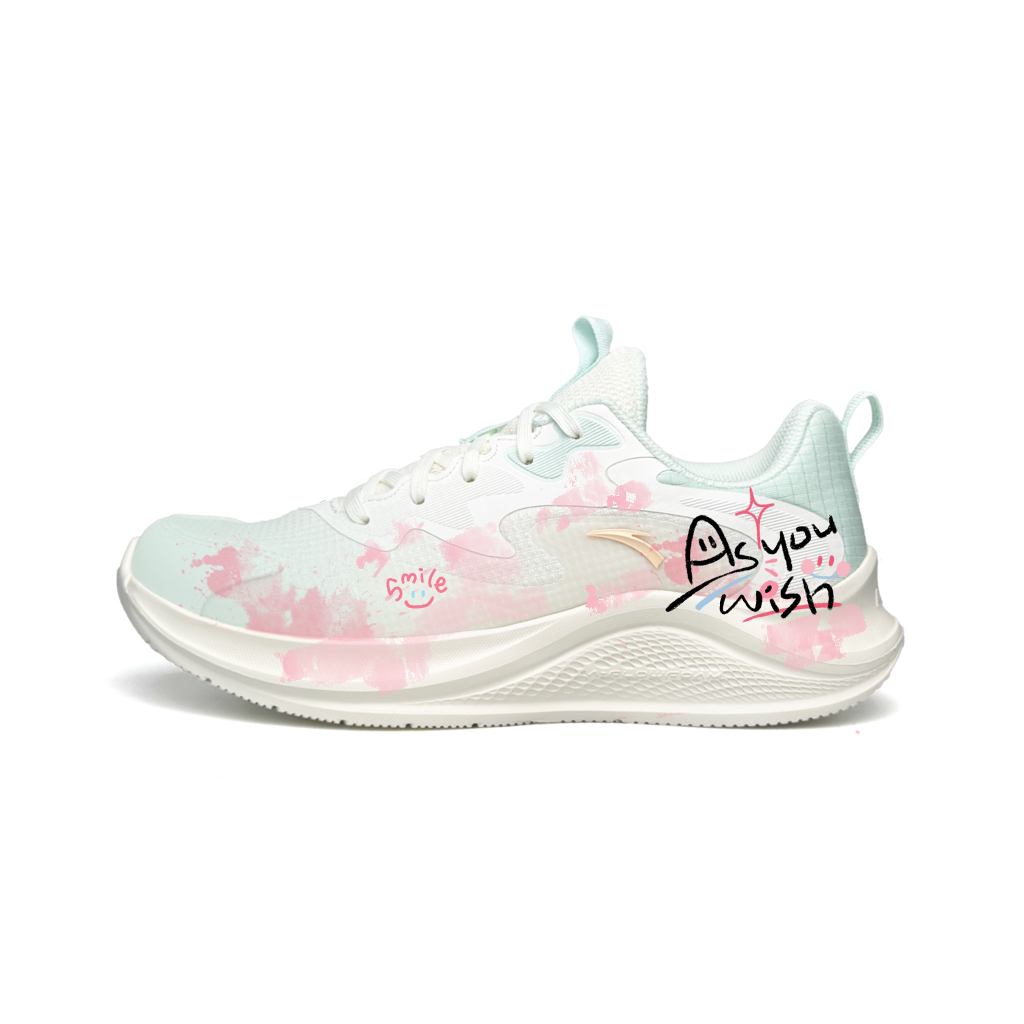 Anta Wander Slip Resistant And Abrasion Resistant Coverage Low top Casual Running Shoes Women’s White Pink