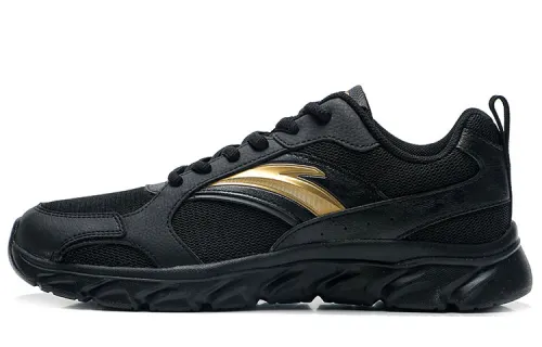 Anta Mesh Slip Resistant, Abrasion Resistant, Breathable Low top Running Shoes Men's Black Gray Gold