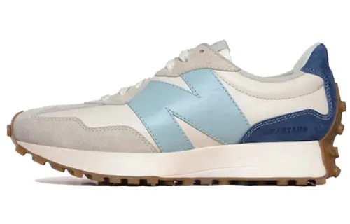 STAUD x New Balance NB 327 retro trendy shock-absorbing, wear-resistant and breathable low-top running shoes for men and women, white, blue and gray