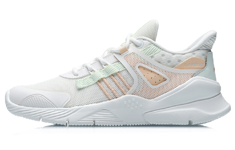 Li Ning Slip Resistant Abrasion Resistant Low top Running Shoes Women’s White Apricot Green