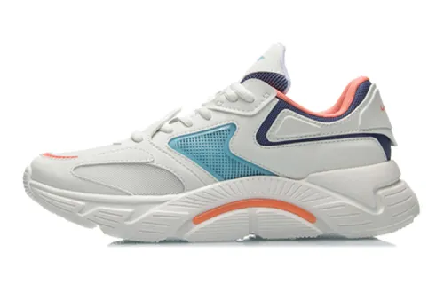 Li Ning Comfortable And Trendy Cushioning Slip Resistant Abrasion Resistant Low top Running Shoes Women's Mist White