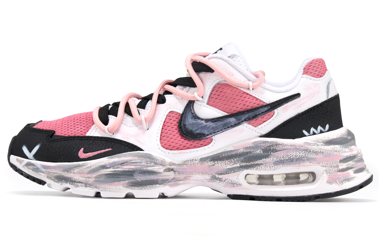 Nike Air Max Fusion Slip Resistant Abrasion Resistant Low top Casual Running Shoes Women’s Black Pink Gray