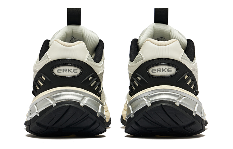 Erke Textile, Synthetic Leather Cushioning Abrasion Resistant Breathable Low top Casual Running Shoes Men’s Black White