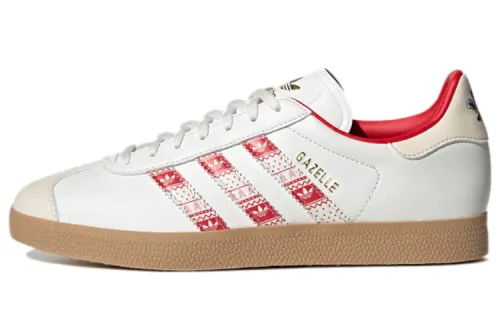 Adidas Originals Gazelle Christmas Casual Abrasion Resistant Low top Skateboard Shoes Men's White Red