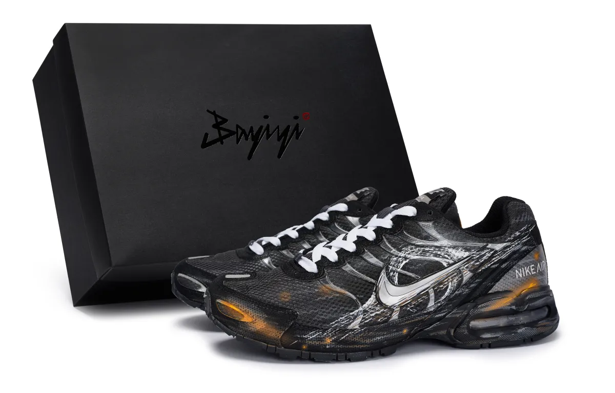 Nike Air Max Torch 4 Cushioning Slip Resistant Abrasion Resistant Low top Running Shoes Men's Black White Silver Orange