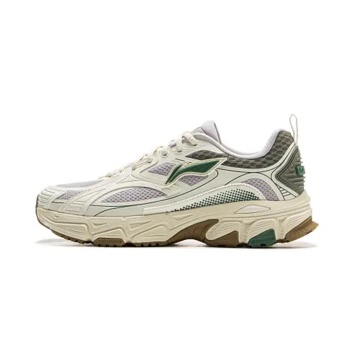 Li Ning Getaway Cushioning Abrasion Resistant Rebound Low top Casual Running Shoes Men's Ecru Gray