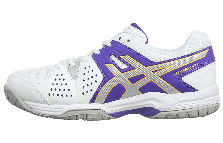 Asics Gel Dedicate 4 Abrasion Resistant Low top Running Shoes Women's White Purple