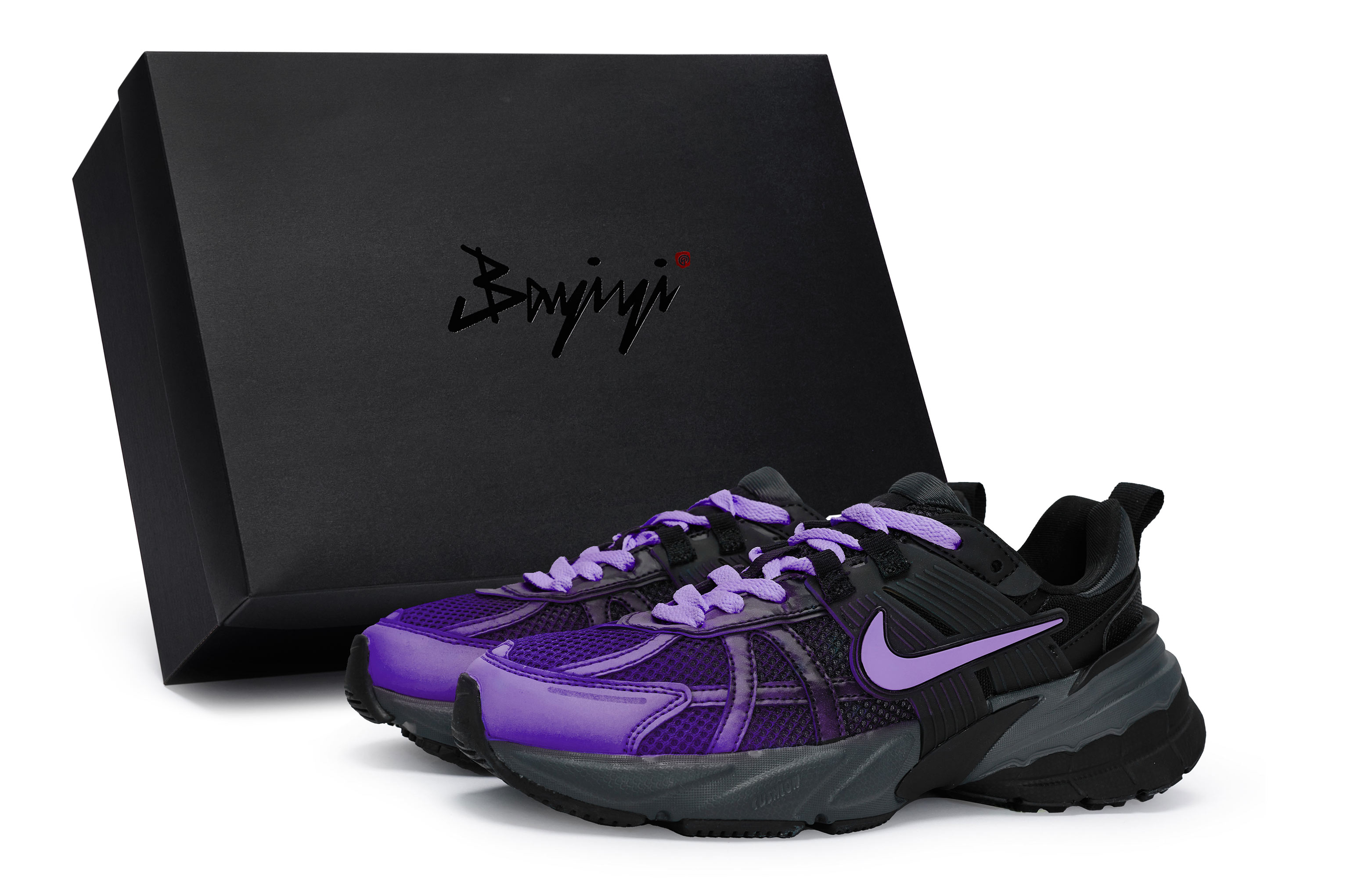 Nike V2K Run Abrasion Resistant Low top Casual Running Shoes Women’s Black Purple