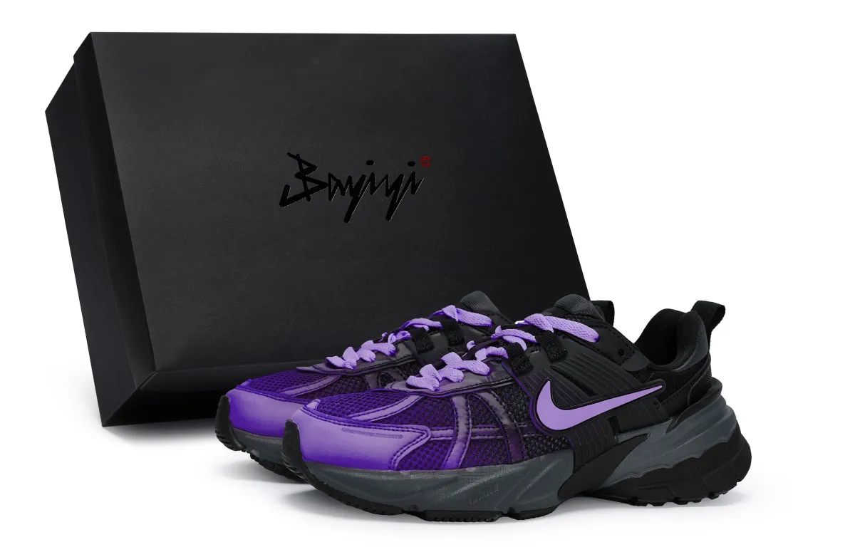 Nike V2K Run Abrasion Resistant Low top Casual Running Shoes Women's Black Purple