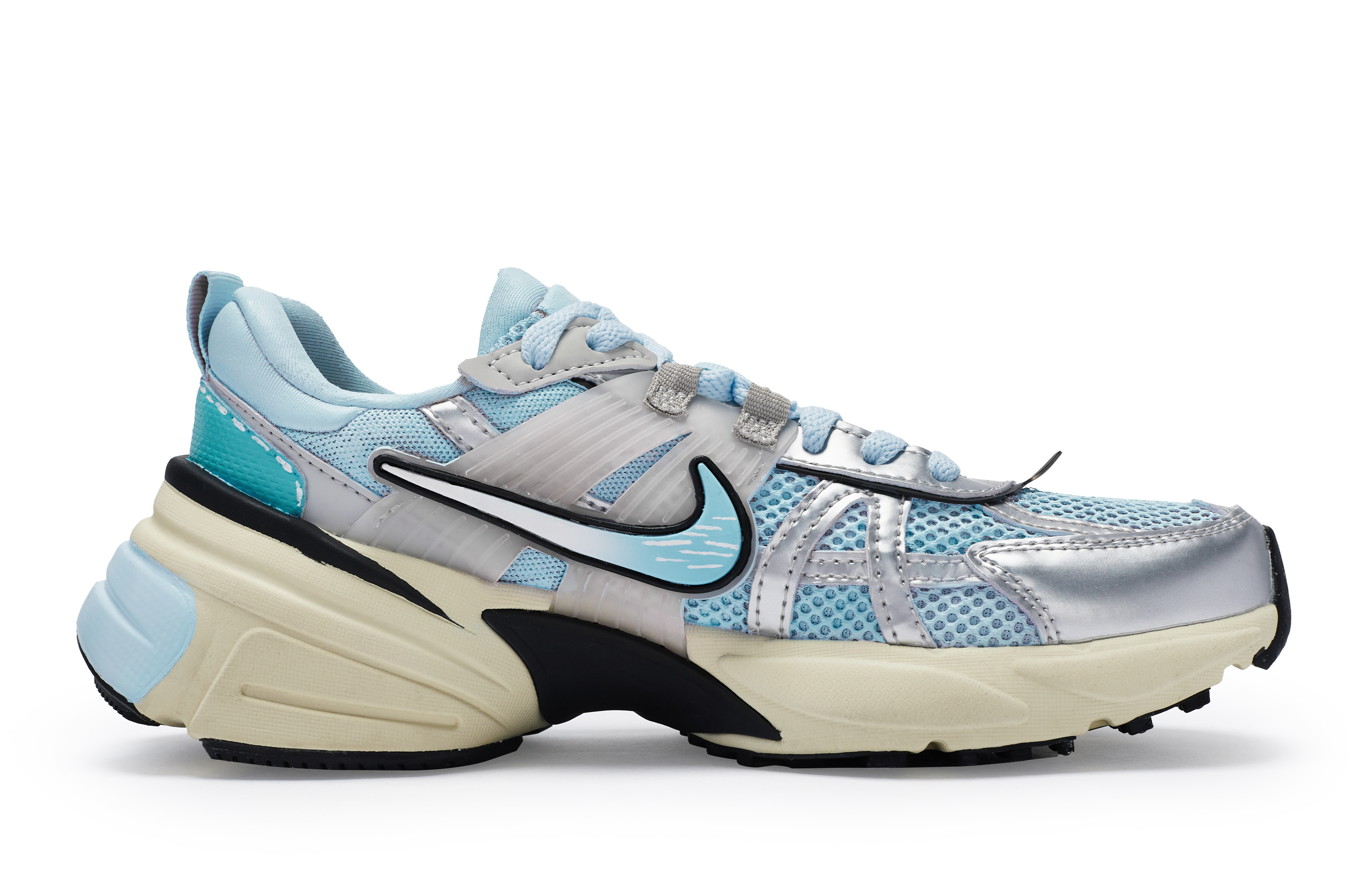Nike V2K Run Cushioning Slip Resistant Cushioning Slip Resistant Low top Running Shoes Women’s Blue Silver Black