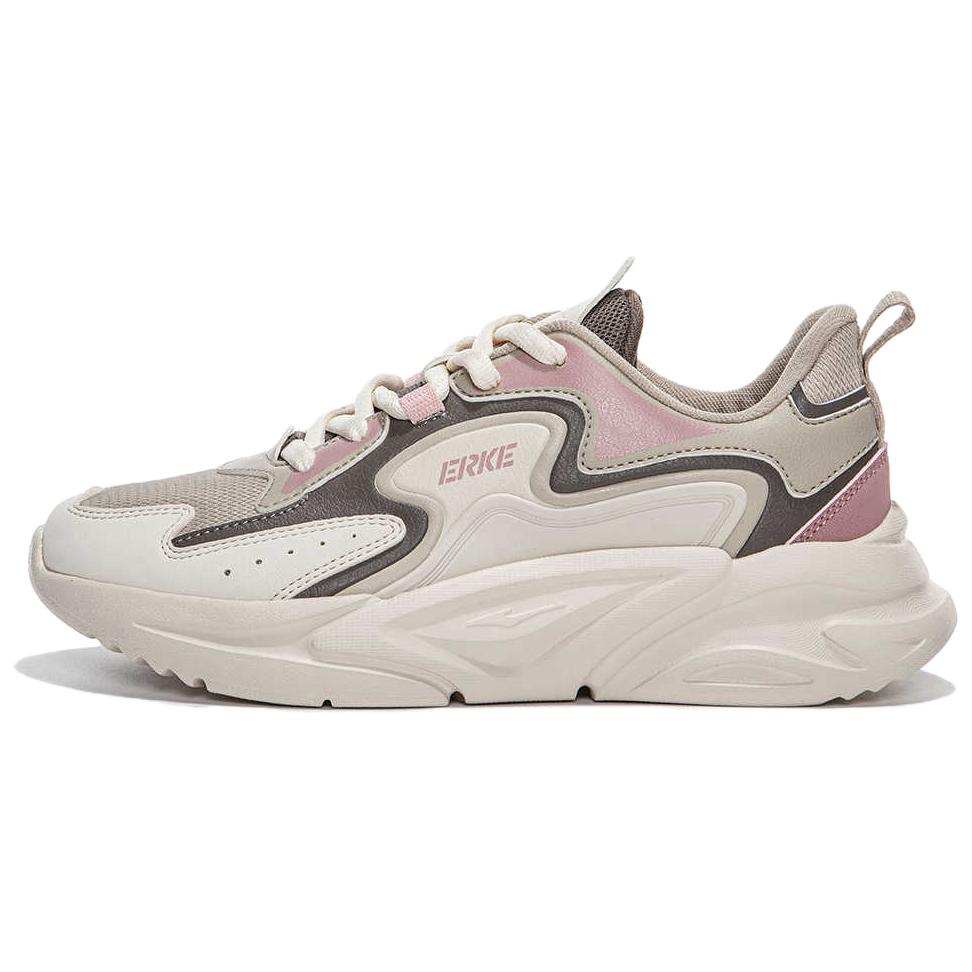 Erke Cushioning Lightweight Cushioning Lightweight Low top Casual Running Shoes Women’s Beige Pink Brown