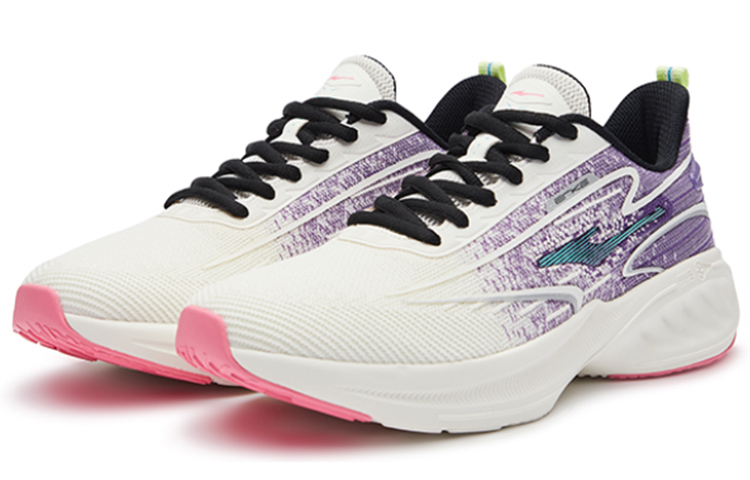 Erke Textile, Synthetic Leather Cushioning Slip Resistant Abrasion Resistant Low top Running Shoes Men’s White Purple