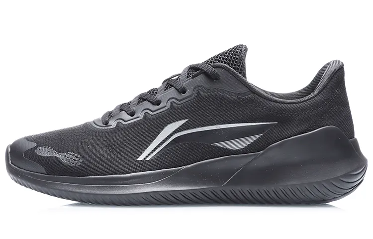 Li Ning Cushioning Slip Resistant Abrasion Resistant Breathable Lightweight Low top Running Shoes Unisex Black