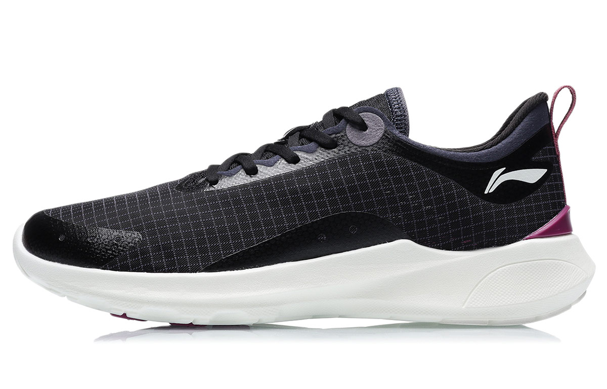 Li Ning PU, Textile Cushioning Slip Resistant Abrasion Resistant Low top Running Shoes Women’s Black White