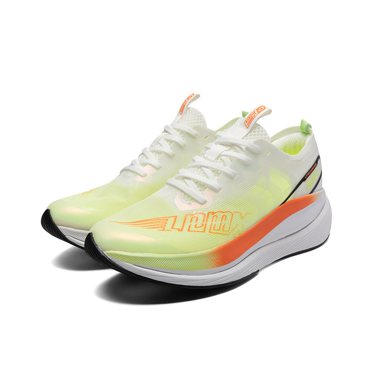 LPMX Fabric Cushioning Breathable Low top Sprint Running Shoes Unisex White Lotus Orange/Olympic Edition