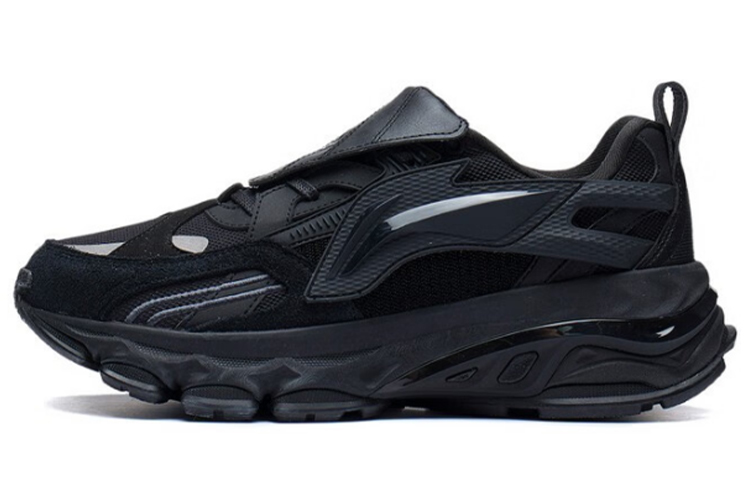 Li Ning Cushioning Slip Resistant Abrasion Resistant Reflective Rebound Low top Running Shoes Men’s Black