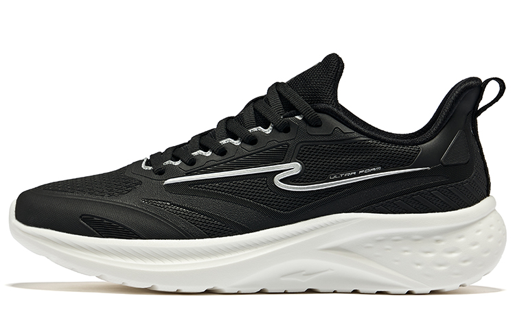 Erke Cushioning Breathable Cushioning Breathable Low top Running Shoes Women’s Jet Black Bright Silver