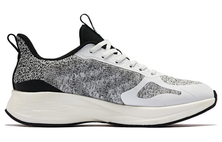 QIAODAN Fiery Feather Slip Resistant Cushioning Abrasion Resistant Low top Running Shoes Men’s White Black Cyan
