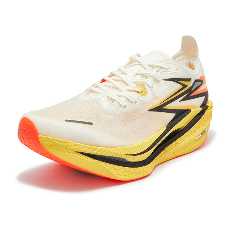361° Flame 4 Low top Carbon Plate Training Racing Running Shoes Unisex White Petal Yellow