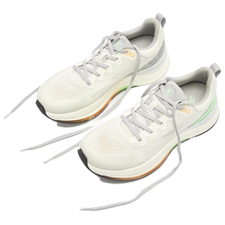 QIAODAN Cushioning Slip Resistant Abrasion Resistant Low top Cushioning Gel Casual Running Shoes Men’s White Gray Green