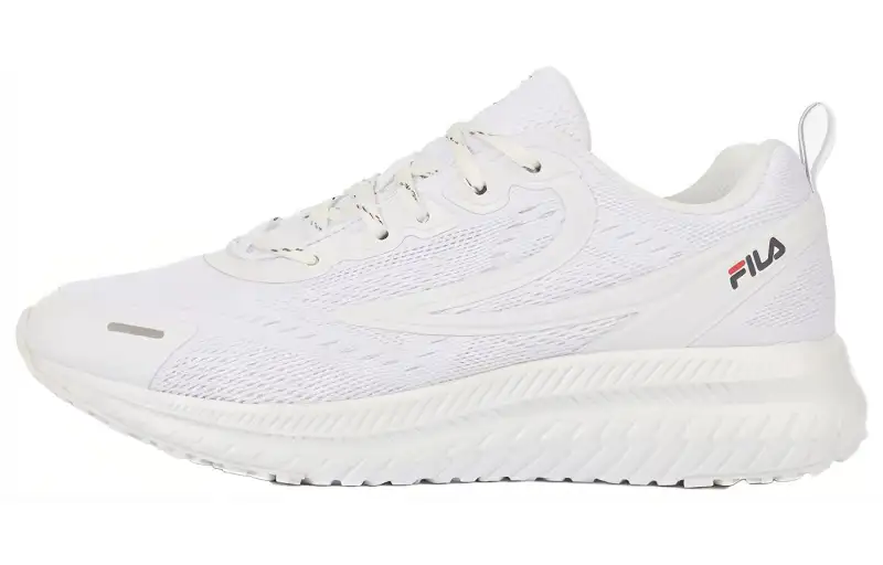 FILA RGB Fuse Comfortable Round Toe Textile, Synthetic Leather Low top Running Shoes Unisex White Korean Style