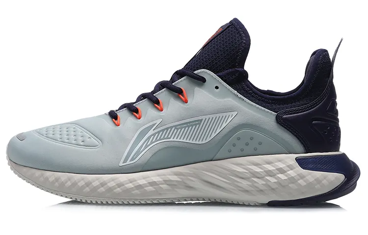 Li Ning Cushioning Slip Resistant Abrasion Resistant Breathable Lightweight Low top Running Shoes Men's Blue