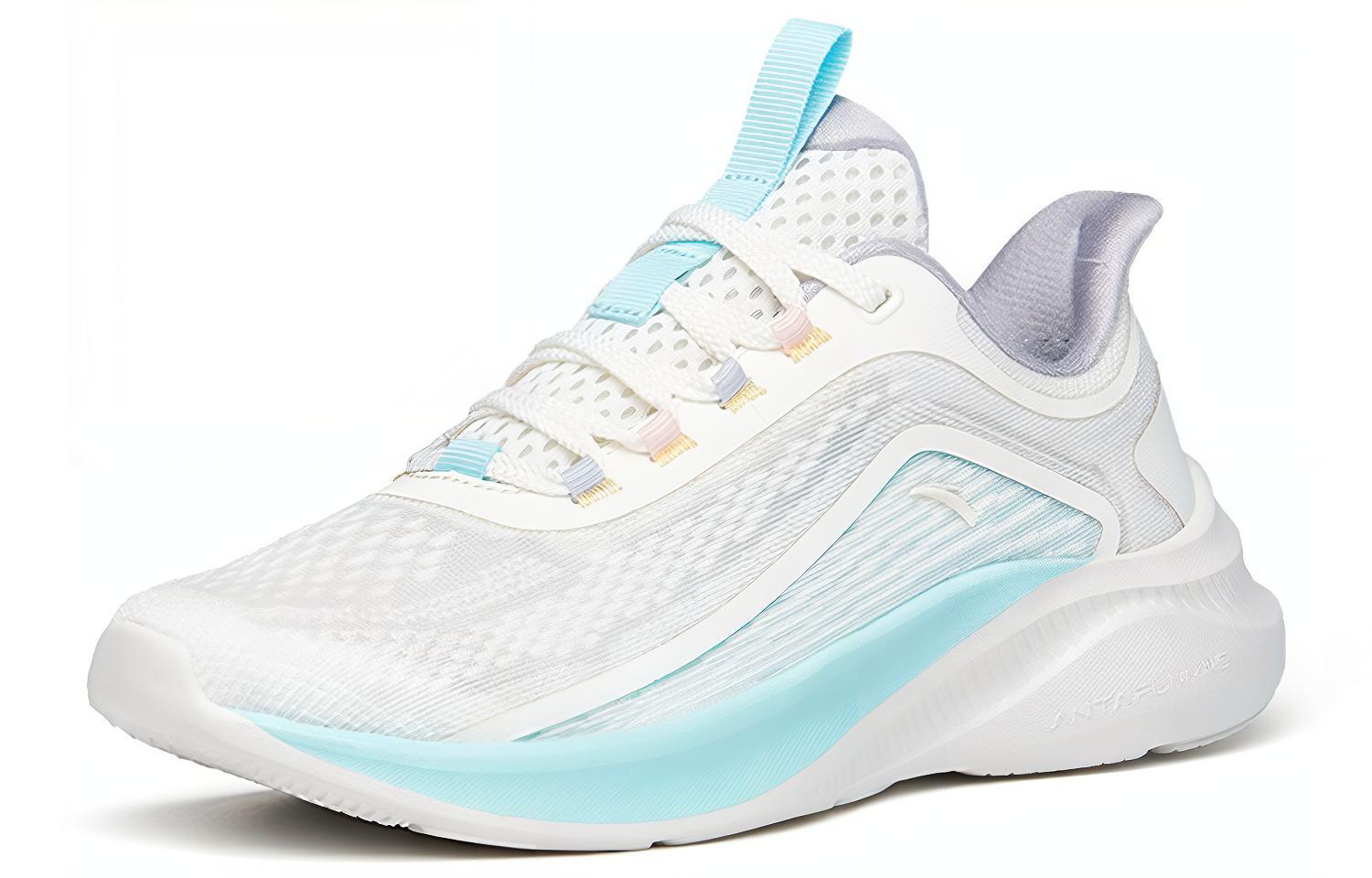 Anta Cushioning Slip Resistant Abrasion Resistant Breathable Lightweight Low top Running Shoes Women’s White Blue