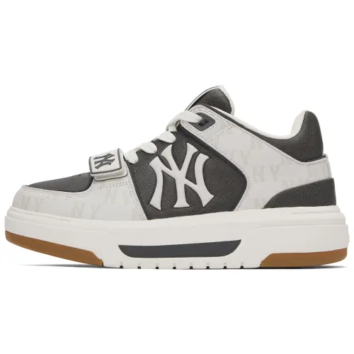 MLB Chunky Liner Synthetic Leather Mid top Casual Shoes Unisex Gray White