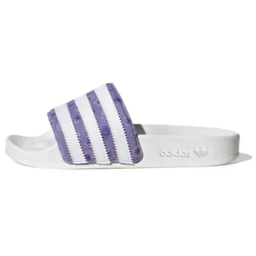 Adidas Originals Adilette Slip Resistant Abrasion Resistant Slide Slippers Unisex White Purple