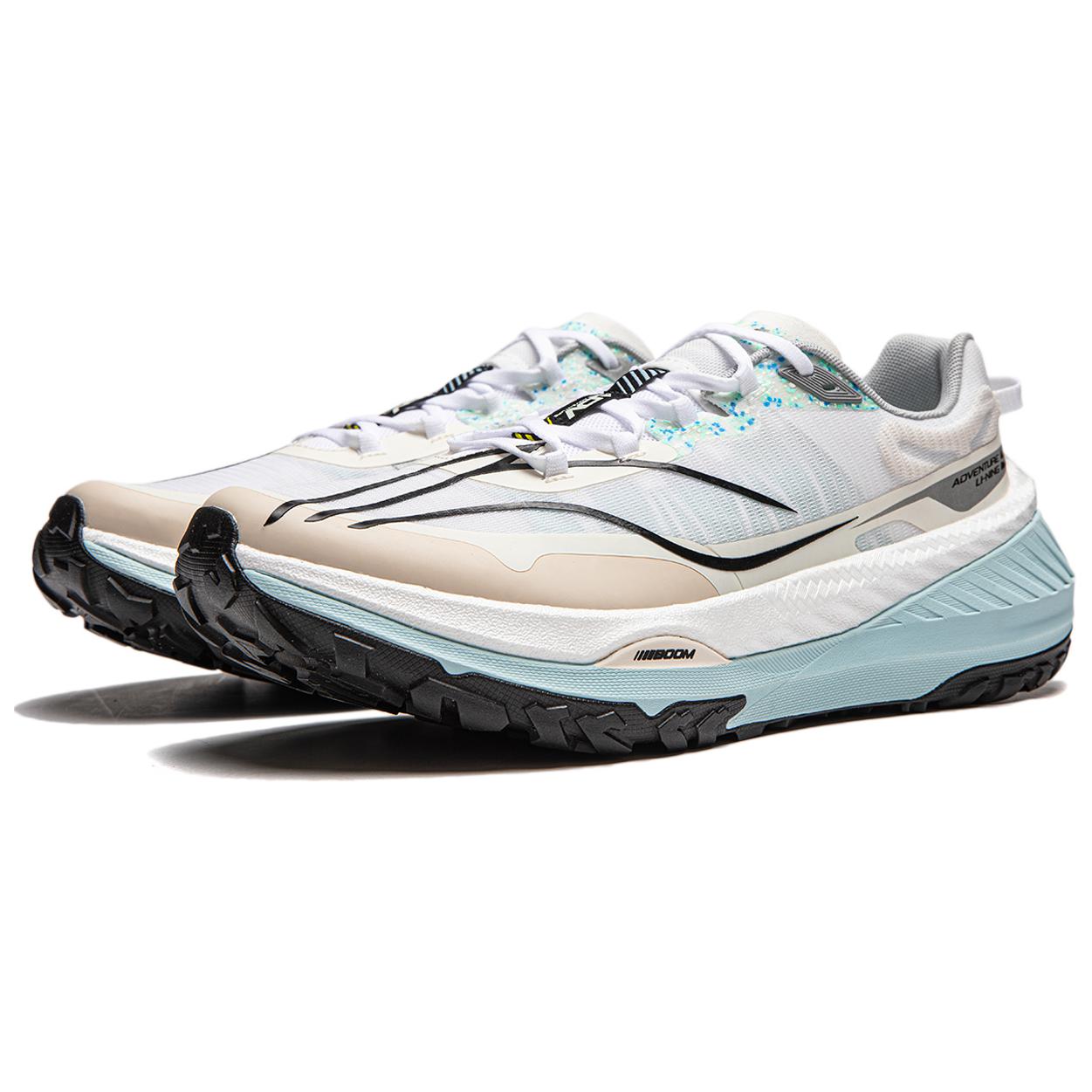Li Ning Fabric Cushioning Slip Resistant Abrasion Resistant Support Rebound Low top Casual Running Shoes Men’s Ecru