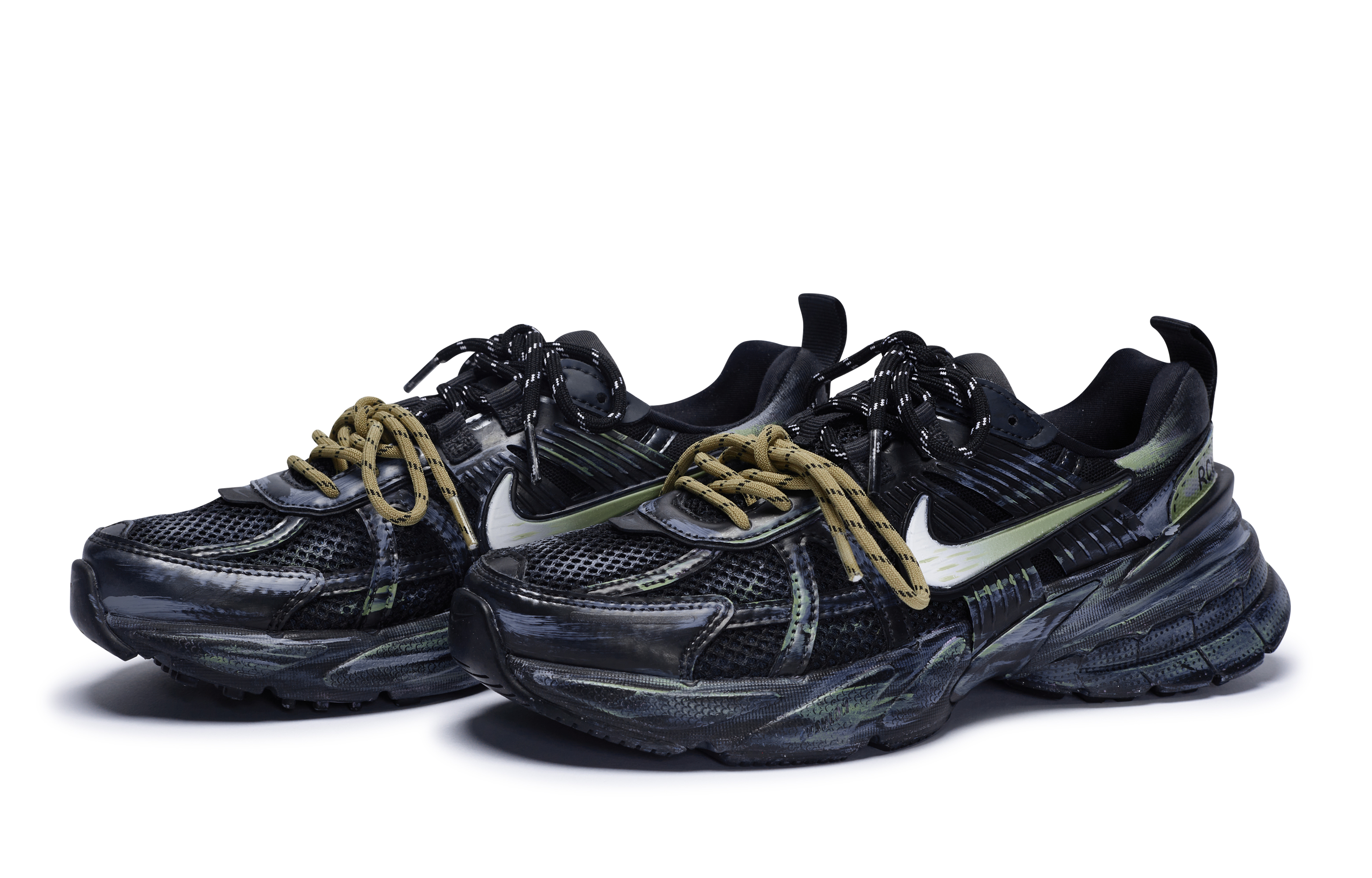 Nike V2K Run Slip Resistant Abrasion Resistant Low top Running Shoes Unisex Black Green