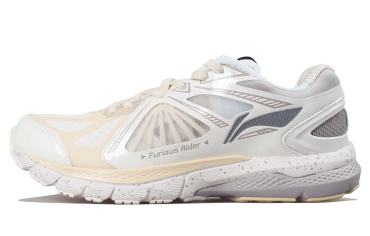 Li Ning Cushioning Slip Resistant Abrasion Resistant Breathable Lightweight Low top Running Shoes Women’s Ecru