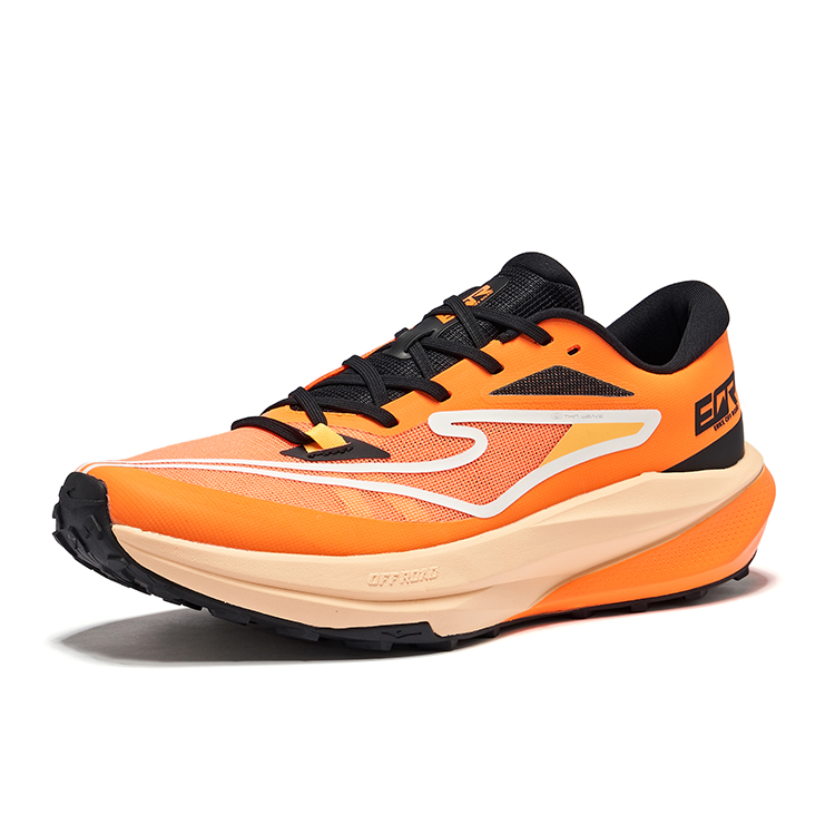 Erke Cushioning Slip Resistant Breathable Coverage Low top Running Shoes Men’s Fluorescent Bright Orange Jet Black