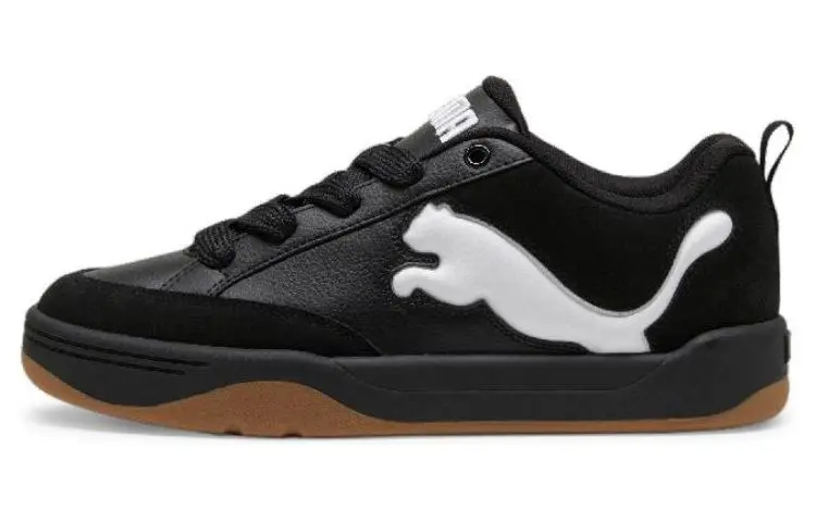 PUMA Park Lifestyle Cow Split Leather Comfortable Low top Skateboard Shoes Unisex Black